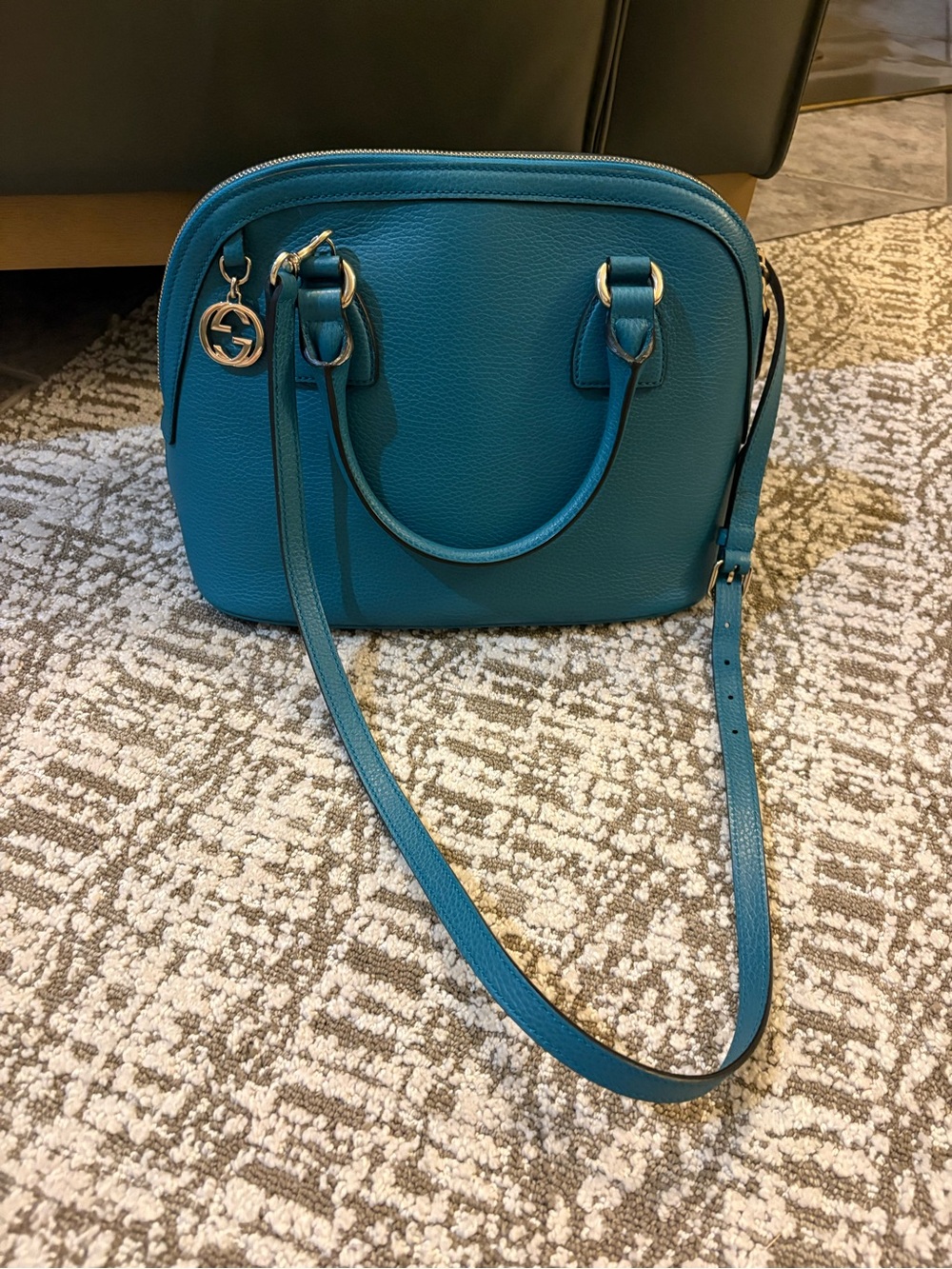 Gucci Teal Leather Dome Crossbody Bag, Turqouise Blue, VGUC! Gorgeous